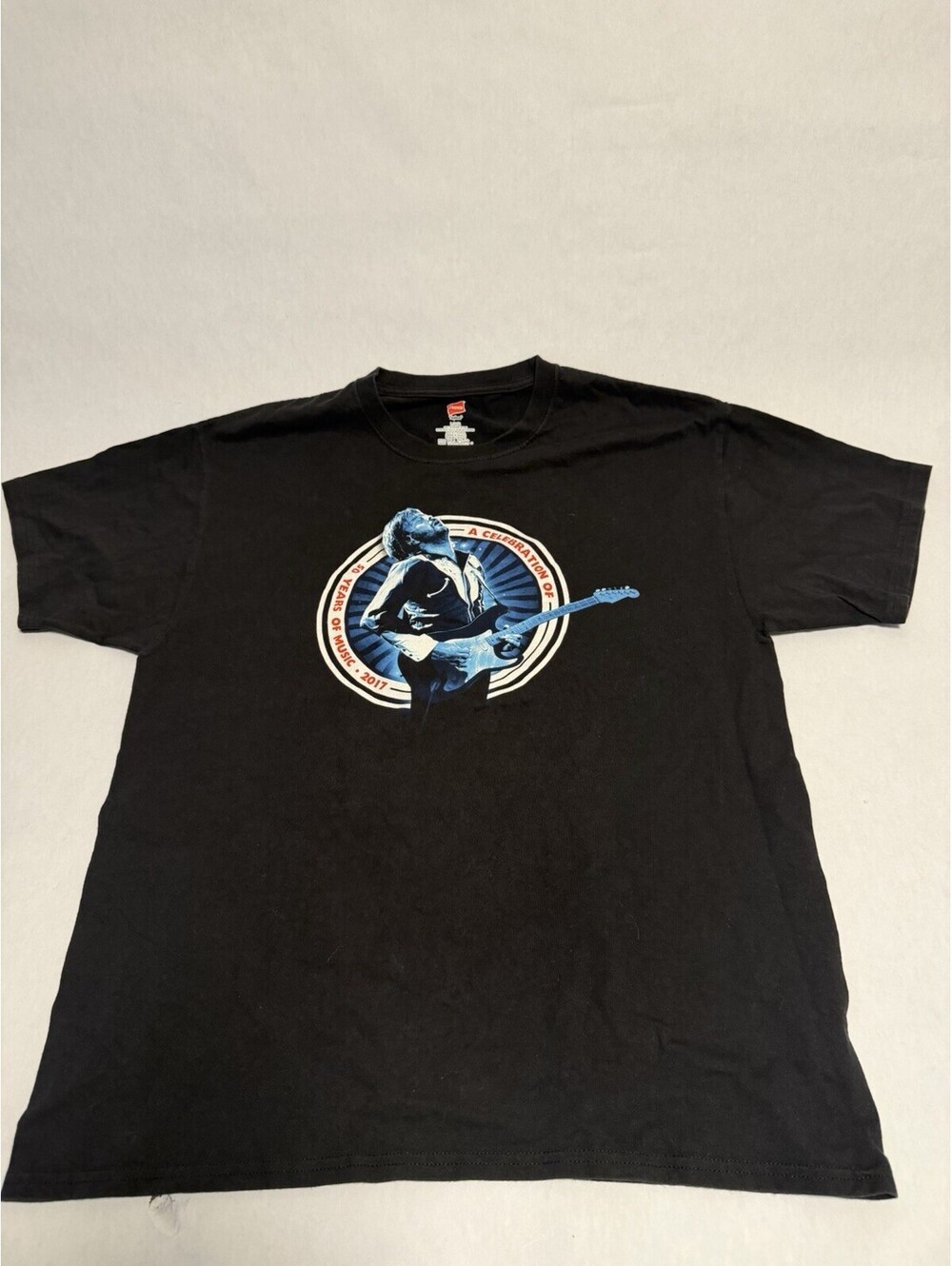 Eric Clapton 2017 Tour T Shirt Mens Large 50 Years Music Concert Black Hanes